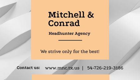 Headhunter Agency Service Offer With Motto Business Card US Design Template