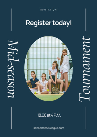 Tennis Tournament Announcement with Children on Court Poster Design Template