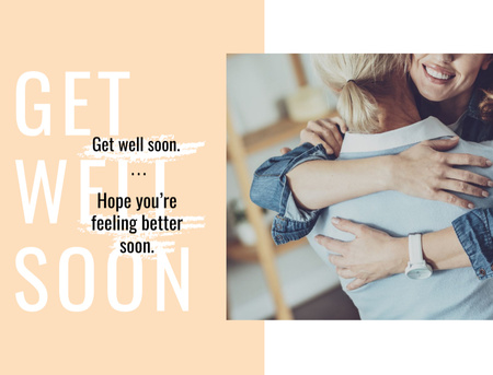 Recovery Wishing with Two women hugging Postcard 4.2x5.5in Design Template