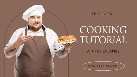 Ontwerpsjabloon van Youtube Thumbnail van koken tutorials met leuke chef-kok