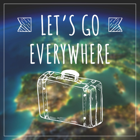 Travel inspiration with Suitcase on Earth image Instagram AD Πρότυπο σχεδίασης
