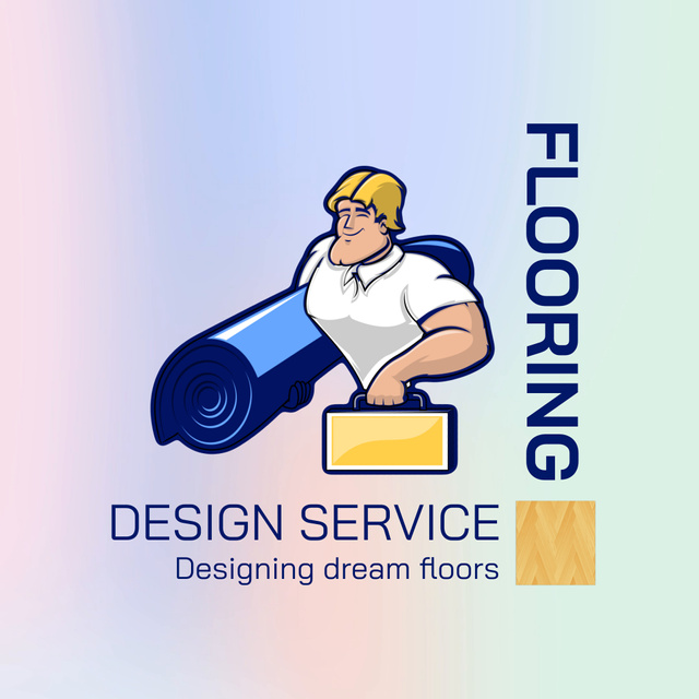 Flooring Design Service Offer With Parquet Animated Logo – шаблон для дизайну