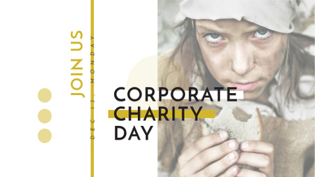 Charity Day Announcement with Poor Little Girl FB event cover Design Template