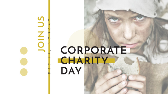 Charity Day Announcement with Poor Little Girl FB event cover Modelo de Design