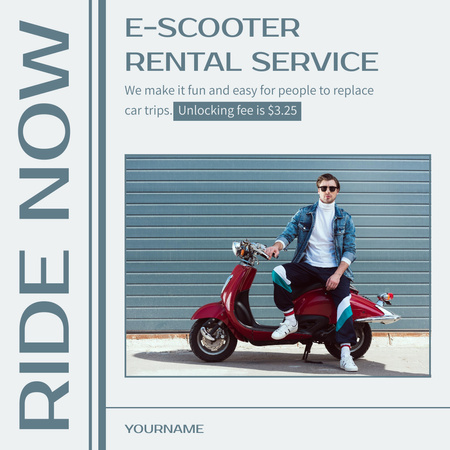 Electric Scooter Rental Services Offer Instagram AD Design Template