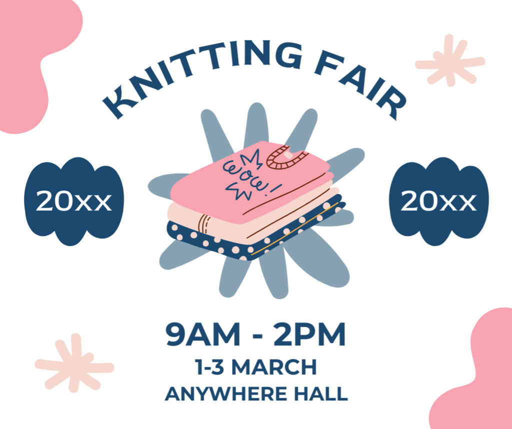 Modèle de visuel Knitting Fair Announcement - Facebook