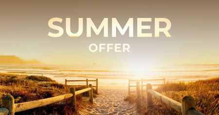 Summer Offer with sunny Beach Facebook AD Design Template