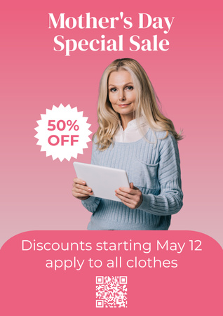 Clothes Sale on Mother's Day Poster Design Template