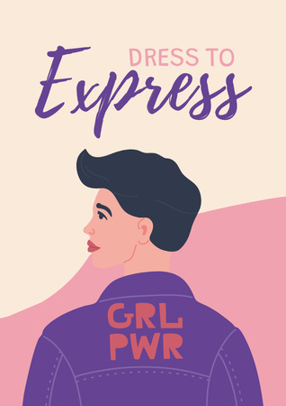 kız gücünün parlak i̇lhamı Poster A3 Tasarım Şablonu