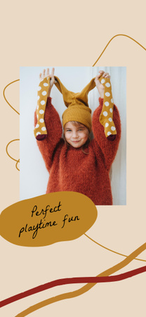 Plantilla de diseño de ropa para niños anuncio con chica sonriente Snapchat Geofilter 