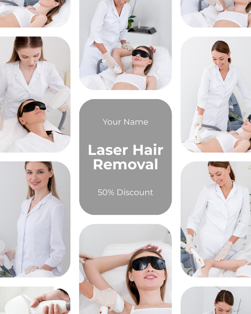 Offer of Services for Laser Hair Removal with Professional Beautician Instagram Post Vertical Design Template