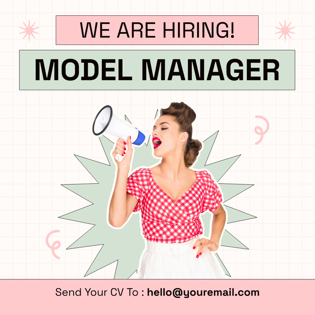Ontwerpsjabloon van Instagram van Recruiting of Model Managers