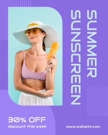 Summer Sunscreens Sale on Purple Instagram Post Vertical Design Template