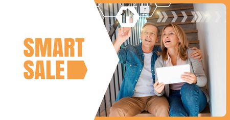 Couple using Smart Home Application Facebook AD Design Template