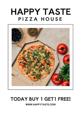 İtalyan Geleneksel Pizza ile Pizzacı Promosyonu Flayer Tasarım Şablonu