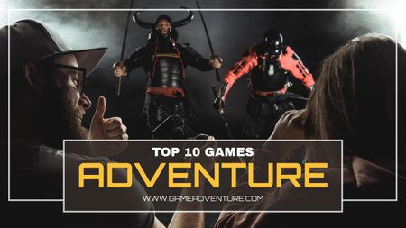Ontwerpsjabloon van Youtube Thumbnail van Top 10 game-avontuur