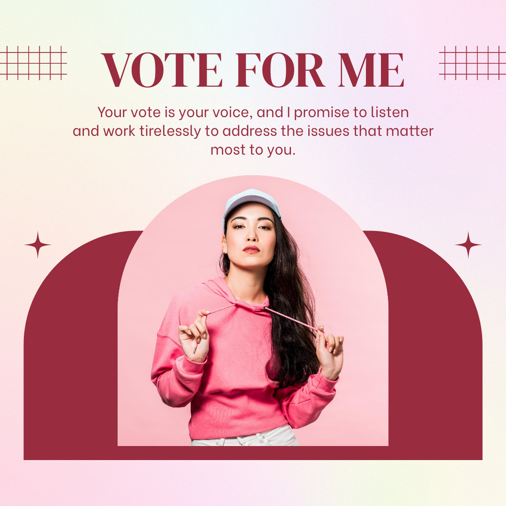 Candidacy of Stylish Young Woman in Elections Instagram AD Design Template