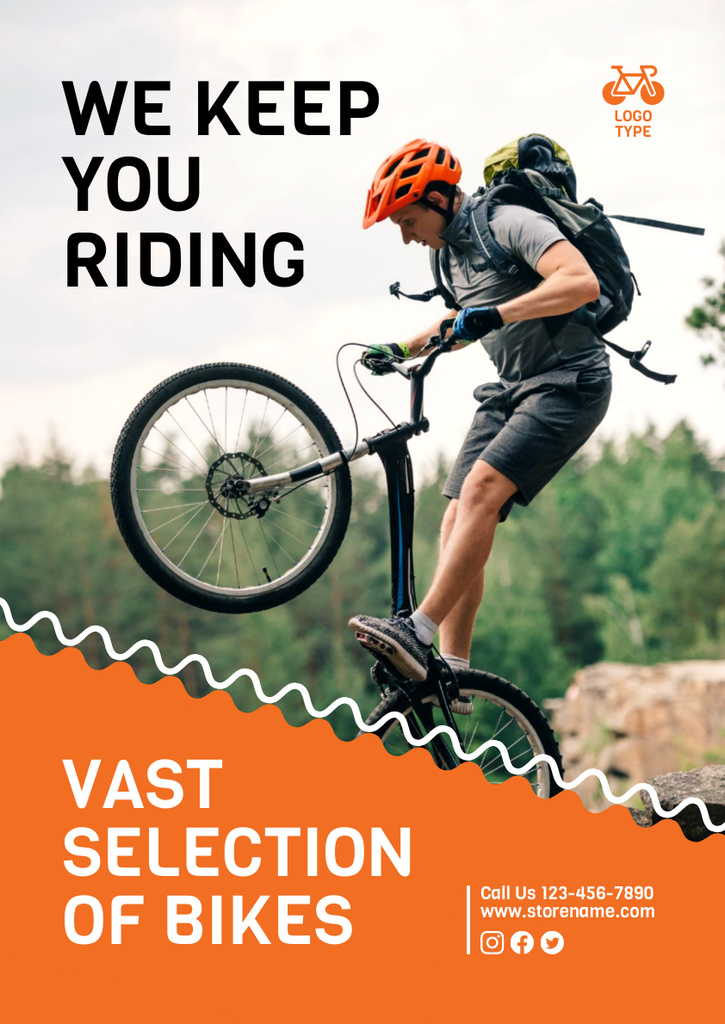 Mountain Bikes for Sale Offer Poster A3 Design Template