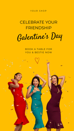 Празднование Дня святого Валентина в ресторане с лучшими друзьями Instagram Video Story – шаблон для дизайна