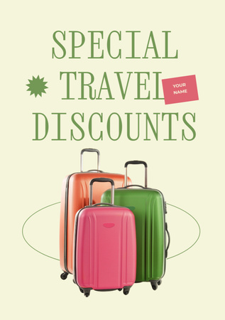 Travel Tour Discount with Suitcases Flyer A5 Design Template