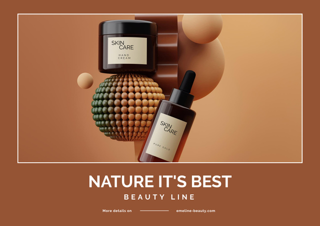 Nature Skin Care Products Offer in Brown Poster B2 Horizontal Design Template