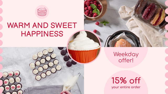 Discounted Pastries Offer In Shop On Weekend Full HD video Design Template