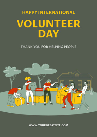 Template di design International Volunteer Day Greeting Postcard A6 Vertical