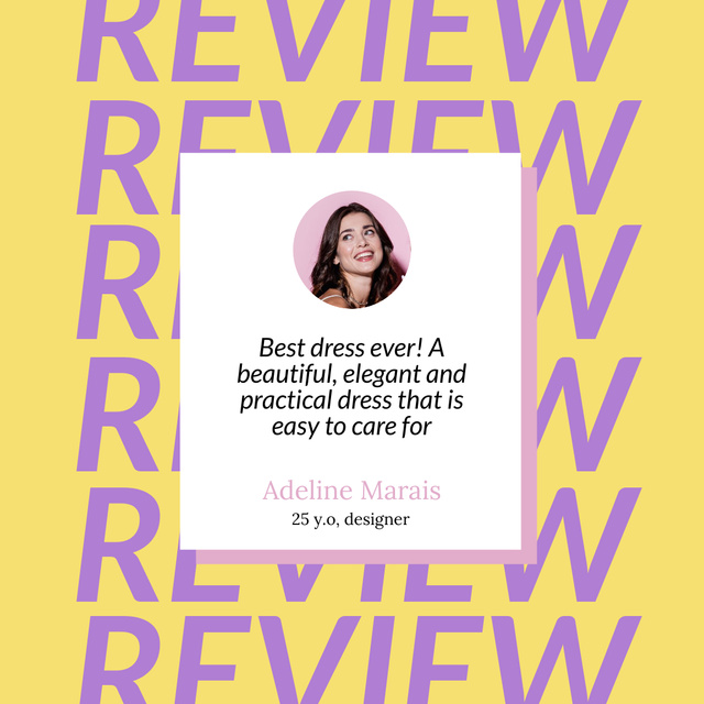 Designvorlage Review on Elegant Dress für Instagram