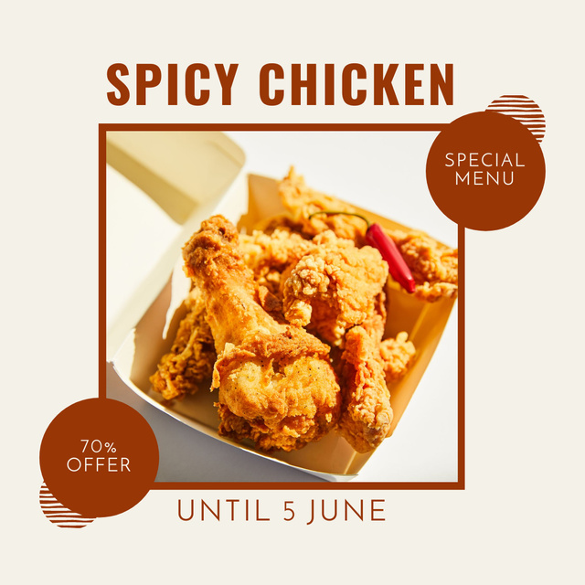 Ontwerpsjabloon van Instagram van Spicy Chicken Special Offer