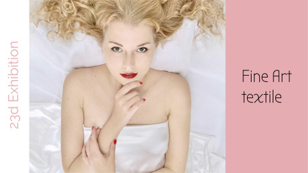 Designvorlage Woman resting in bed with silk linen für FB event cover