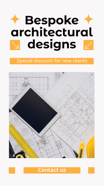 Architectural Designs Ad with Blueprints