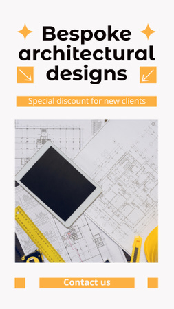 Designvorlage Architekturdesign-Anzeige mit Blaupausen für Instagram Story