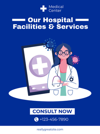 Facilities and Services of Hospital Poster US Design Template