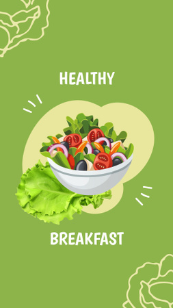 Healthy Breakfast on Green Instagram Story tervezősablon