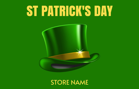 Patrick's Day Greeting with Traditional Green Hat Thank You Card 5.5x8.5in Design Template