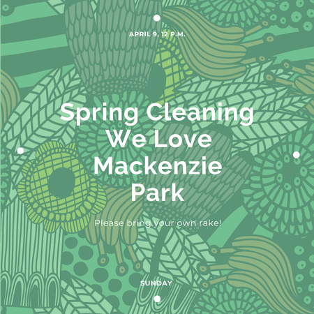 Spring Cleaning Event Invitation Green Floral Texture Instagram AD Tasarım Şablonu