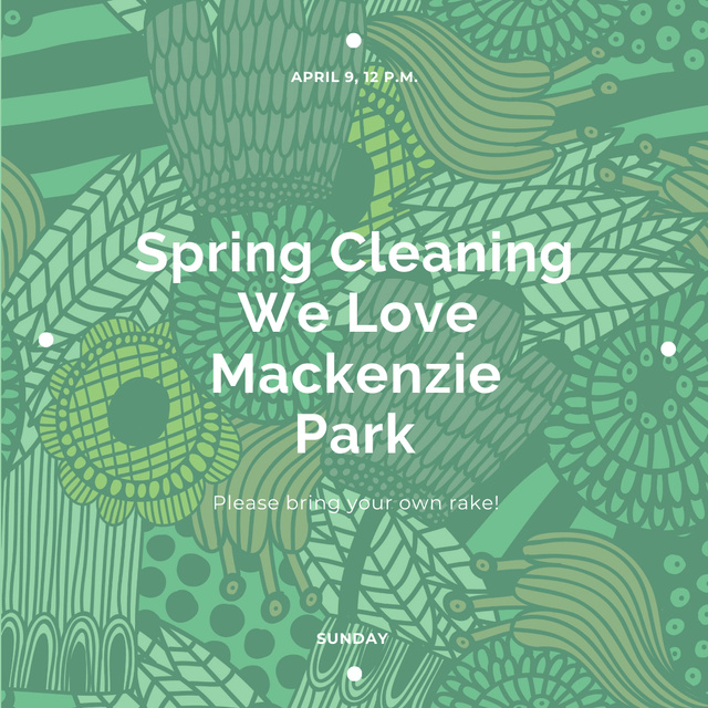 Spring Cleaning Event Invitation Green Floral Texture Instagram ADデザインテンプレート