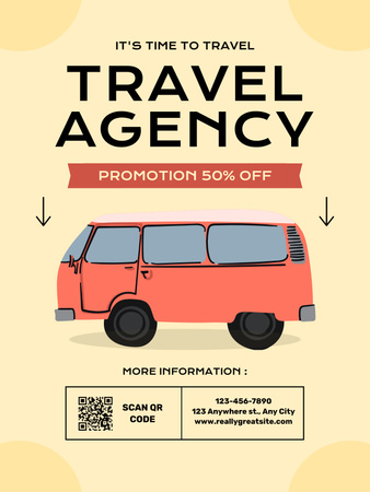 Camping Tour Promotion with Cute Van Poster US Design Template