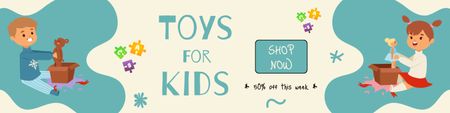 Sale of Children's Toys with Cartoon Children Twitter Design Template