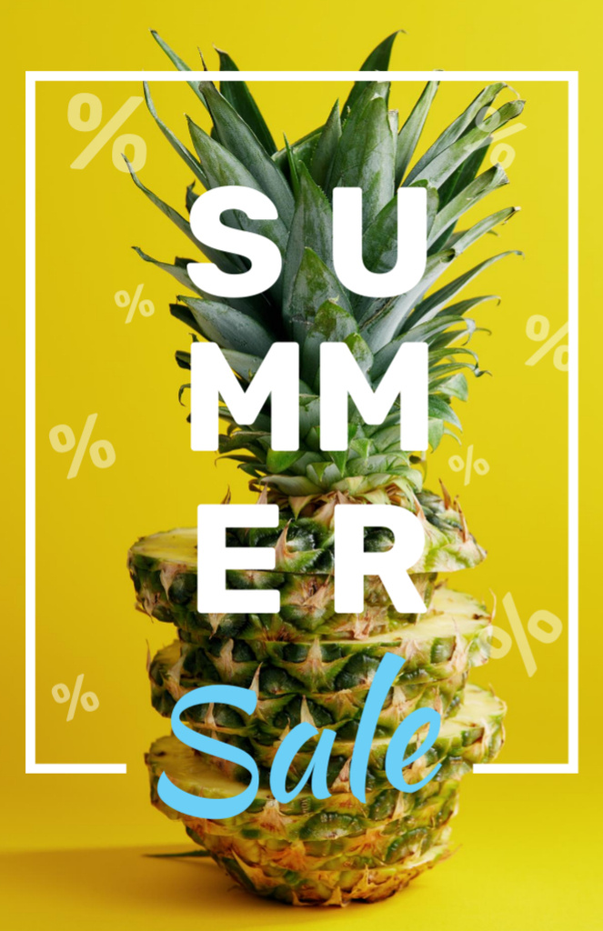 Template di design Summer Sale with Pineapple on Yellow Flyer 5.5x8.5in