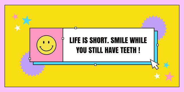 Funny Vital Quote with Smiley Face Twitter Design Template