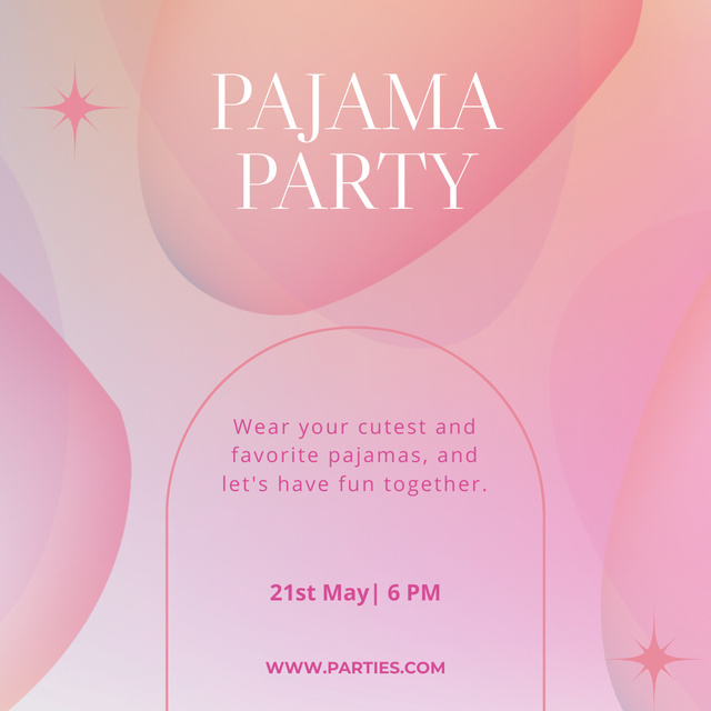 Pajama Party Announcement in Pink Instagram Tasarım Şablonu