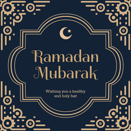Greeting on Holy Month of Ramadan with Illustration of Moon Instagram Design Template