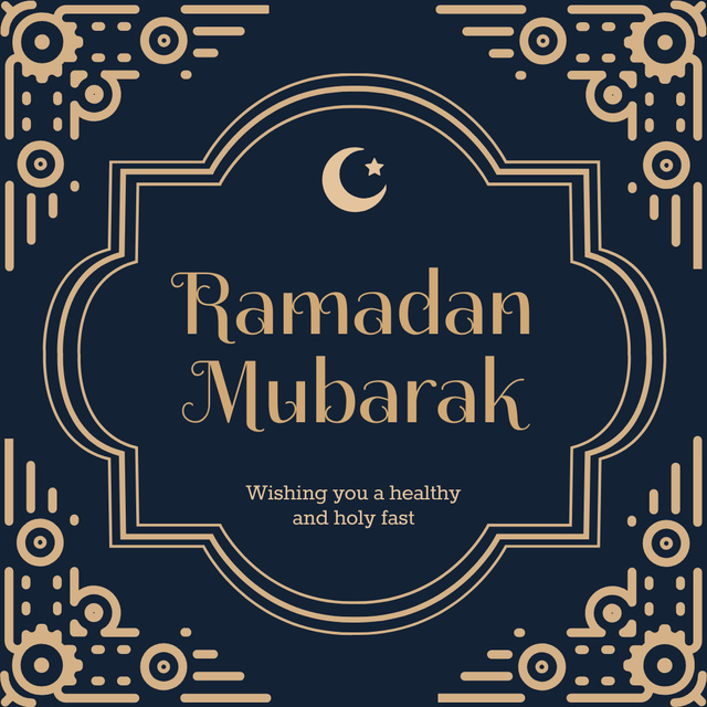 Designvorlage Greeting on Holy Month of Ramadan with Illustration of Moon für Instagram