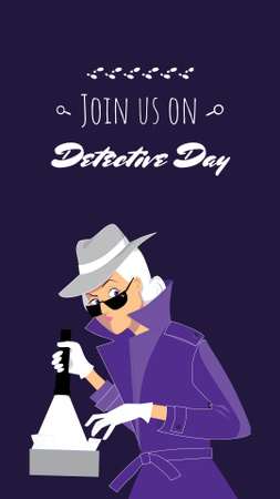 Detective Day Celebration Announcement with Woman holding Flashlight Instagram Story Design Template