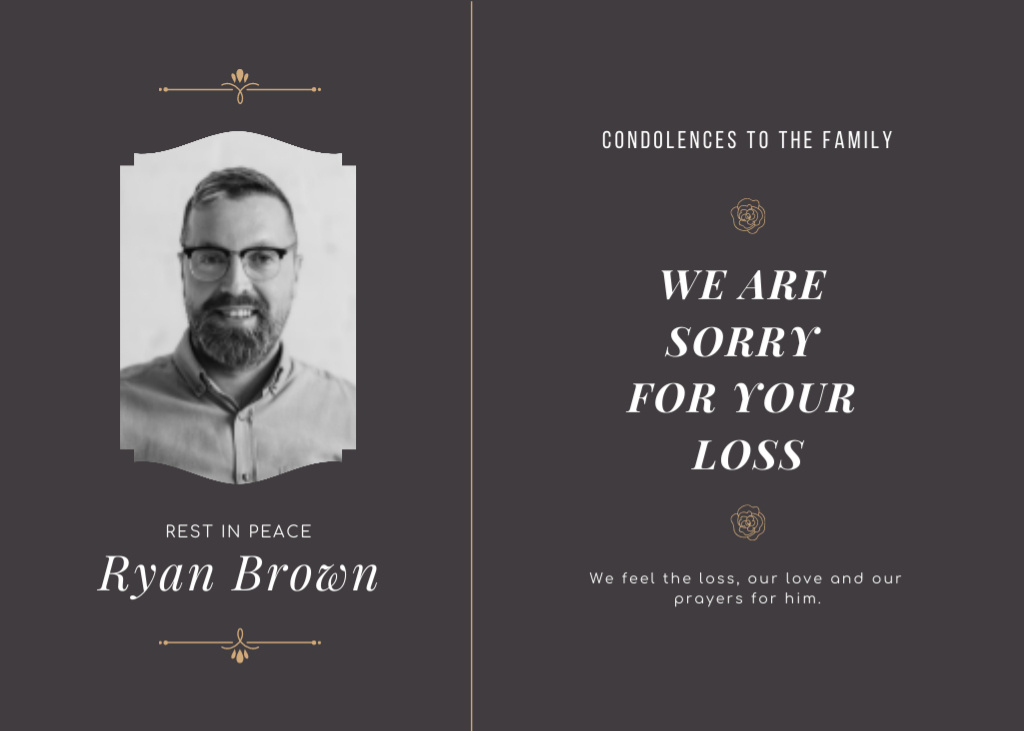 Expressing Sorry for Loss Of Family Member Postcard 5x7in Design Template