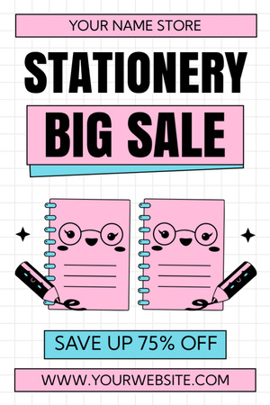 Big Stationery Sale with Pink Notebooks Tumblr Design Template