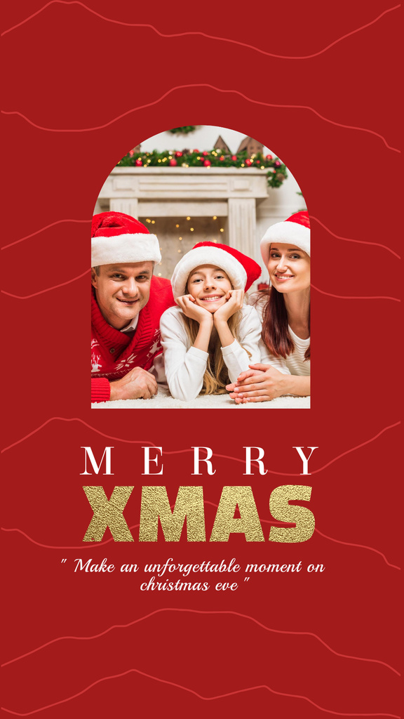 Designvorlage Happy Family Celebrating Christmas für Instagram Story
