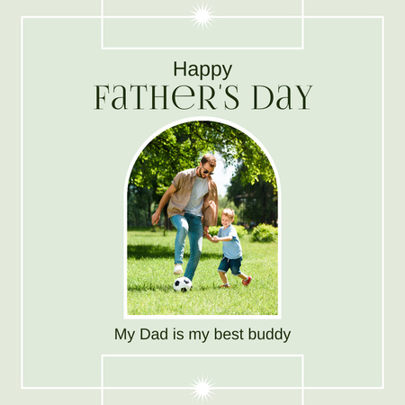 Happy Father Playing Football with Son in Park  Instagram Modelo de Design