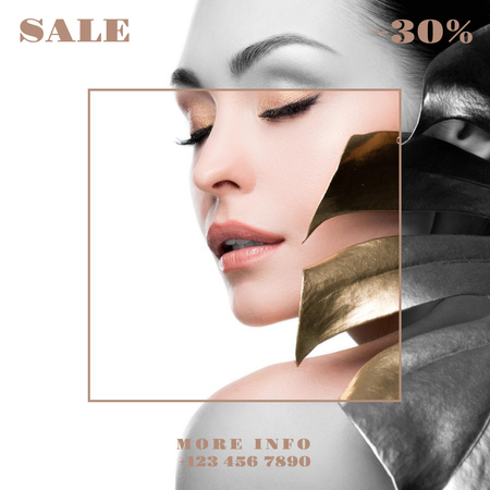 Goods Discount Announcement with Young Attractive Woman Instagram Design Template